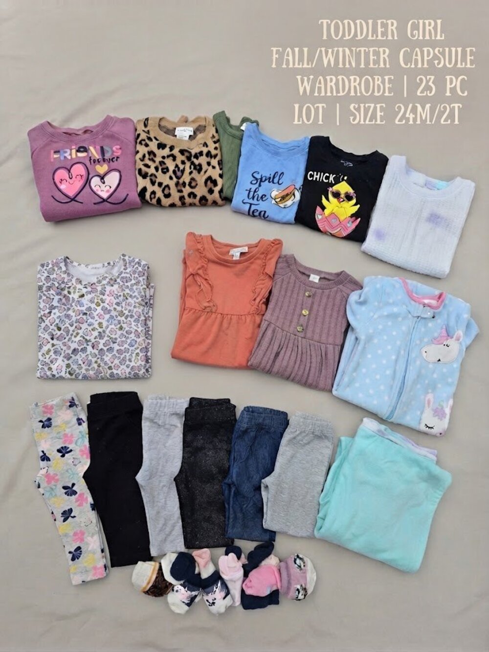 Toddler Girl Fall Winter Wardrobe Capsule 24M 2T Carter's Champion 23PCS
